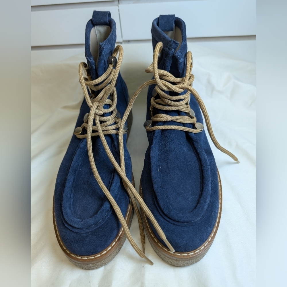Boden Suede Gowrie Ankle Lace Up Boots Blue Size EU40 (9) Like New! - Picture 9 of 9